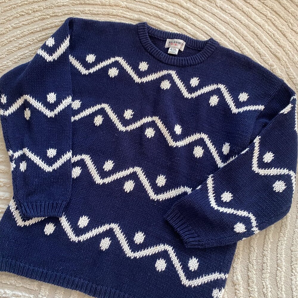 Vintage B.G. Basics Navy Funky Knit Sweater